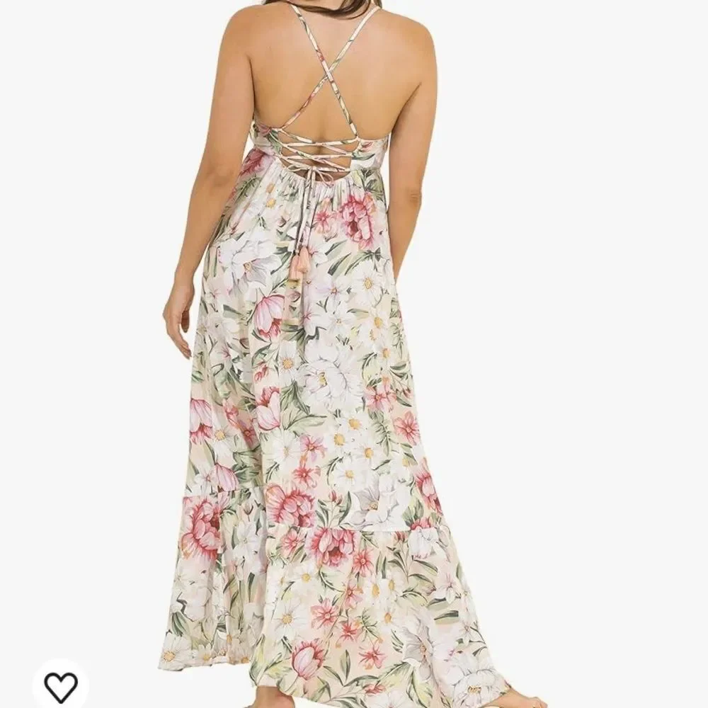 NWT Maaji Summer Long Deep V Dress Size 6-8 - Picture 4 of 8